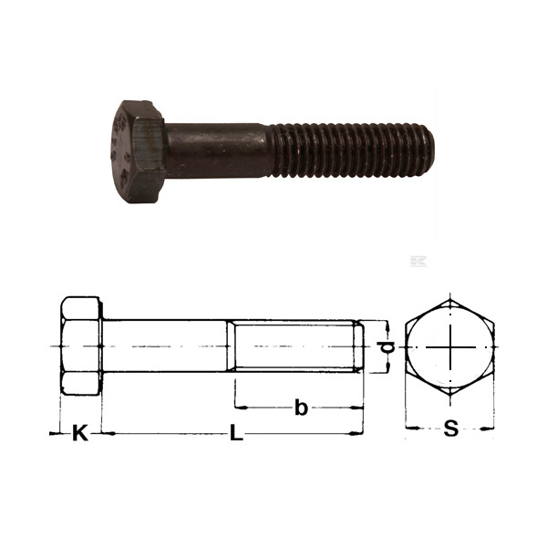 M10x1,25x100 Bult Fingängad 8.8 Obehandlad